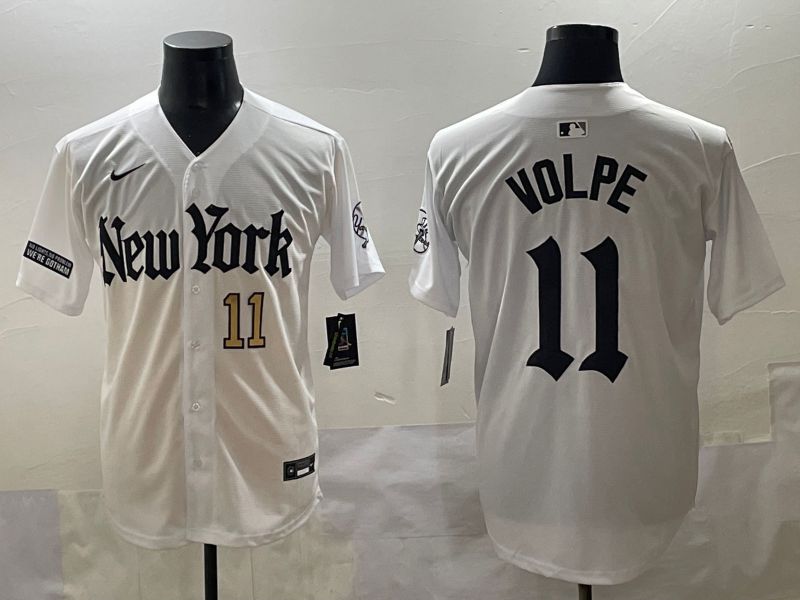 Men 2025 New York Yankees #11 Volpe White Five generations Joint Name Nike MLB Jersey style 36